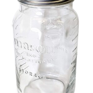 Grant Howard Jumbo Mason Embossed Glass Storage Jar, 136 oz, Clear