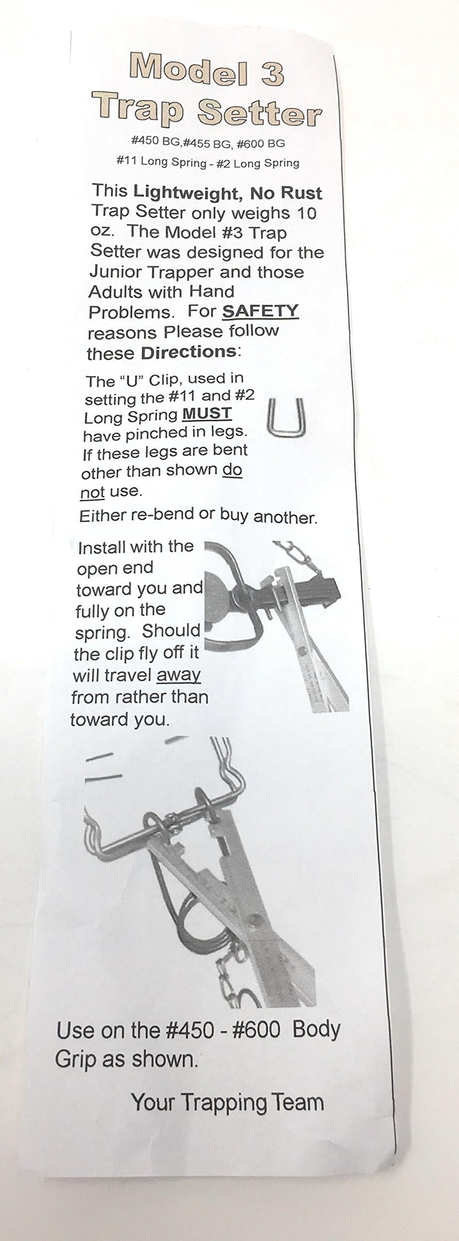 Funke Trap Tags Model 3 Bodygrip and Longspring Setter