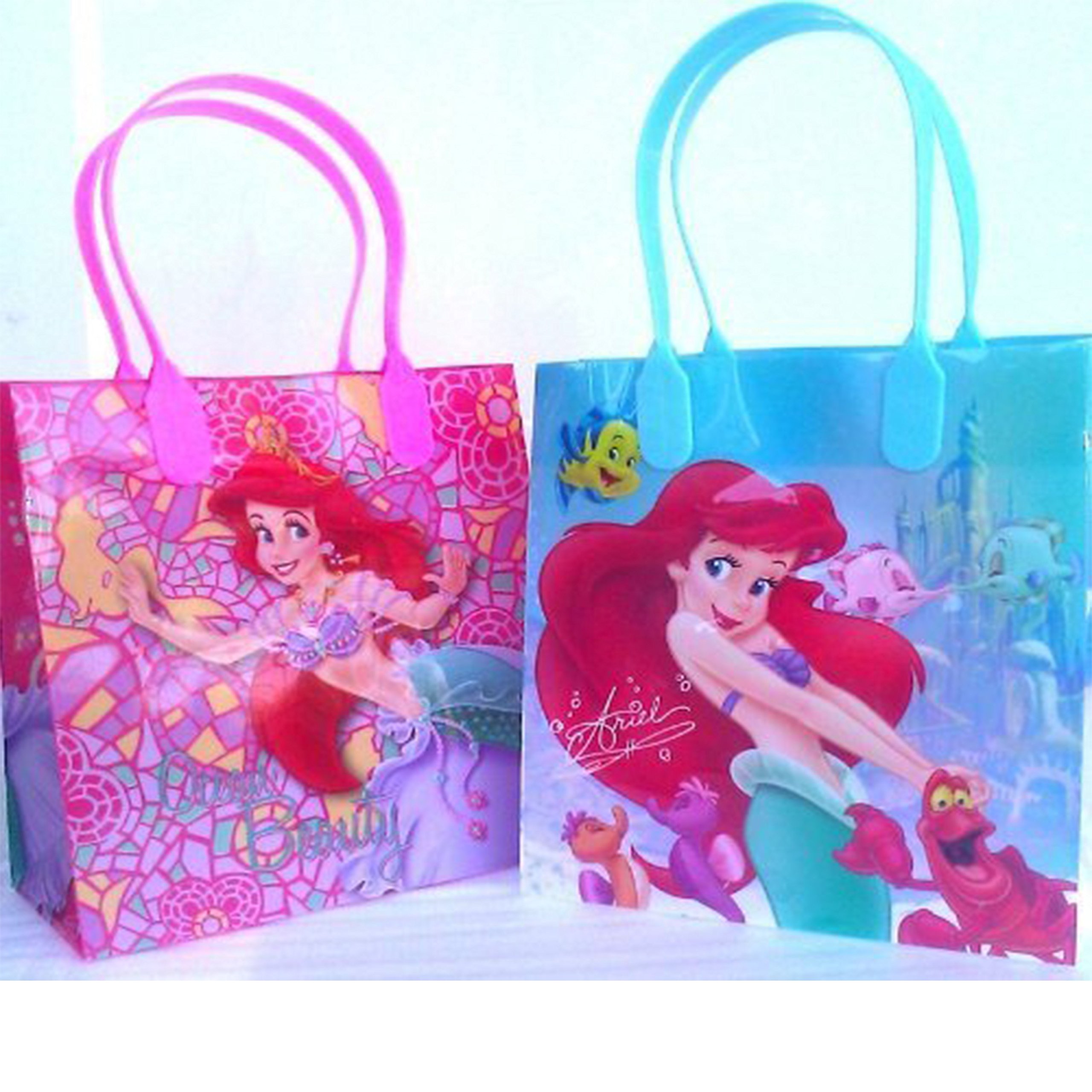 Disney Princess Little Mermaid Ariel Ocean Beauty Reusable Party Favor Goodie Small Gift Bags (12 Bags)