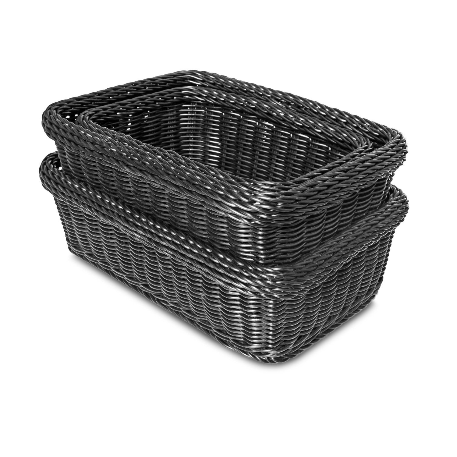 Colorbasket Rectangular Utility Basket, Hand Woven Poly Cord, Set of 3