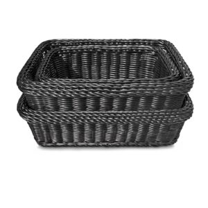 Colorbasket Rectangular Utility Basket, Hand Woven Poly Cord, Set of 3