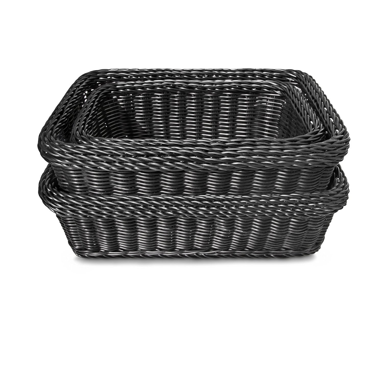 Colorbasket Rectangular Utility Basket, Hand Woven Poly Cord, Set of 3