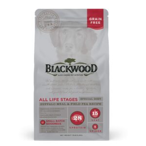 blackwood special diet all life stages dry dog food, 15lb., buffalo meal & field pea recipe, with superfood ingredients, grain free dog food