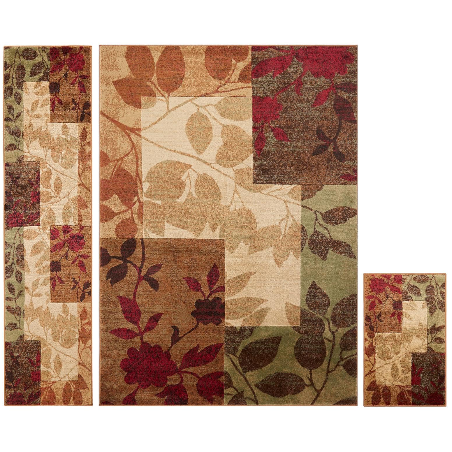 Home Dynamix Amelia Modern Area Rug | 3 Piece Set | Beige/Green/Red