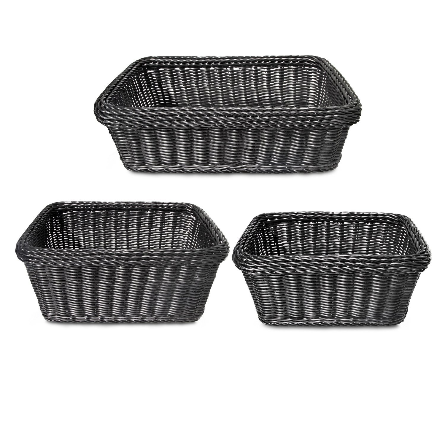 Colorbasket Rectangular Utility Basket, Hand Woven Poly Cord, Set of 3