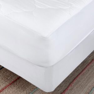 Micropuff Fitted Mattress Pad - Full XL Size Mattress Pad - Soft and Comfortable Fitted Mattress Protector - Mattress Cover Stretches up to 12 Inches Deep - Easy to Wash