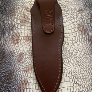 by Carl Thomas Jr. Leather Knife Sheath for Buck 692 Vanguard or Zipper. Tooled W/feather &Dyed Brown