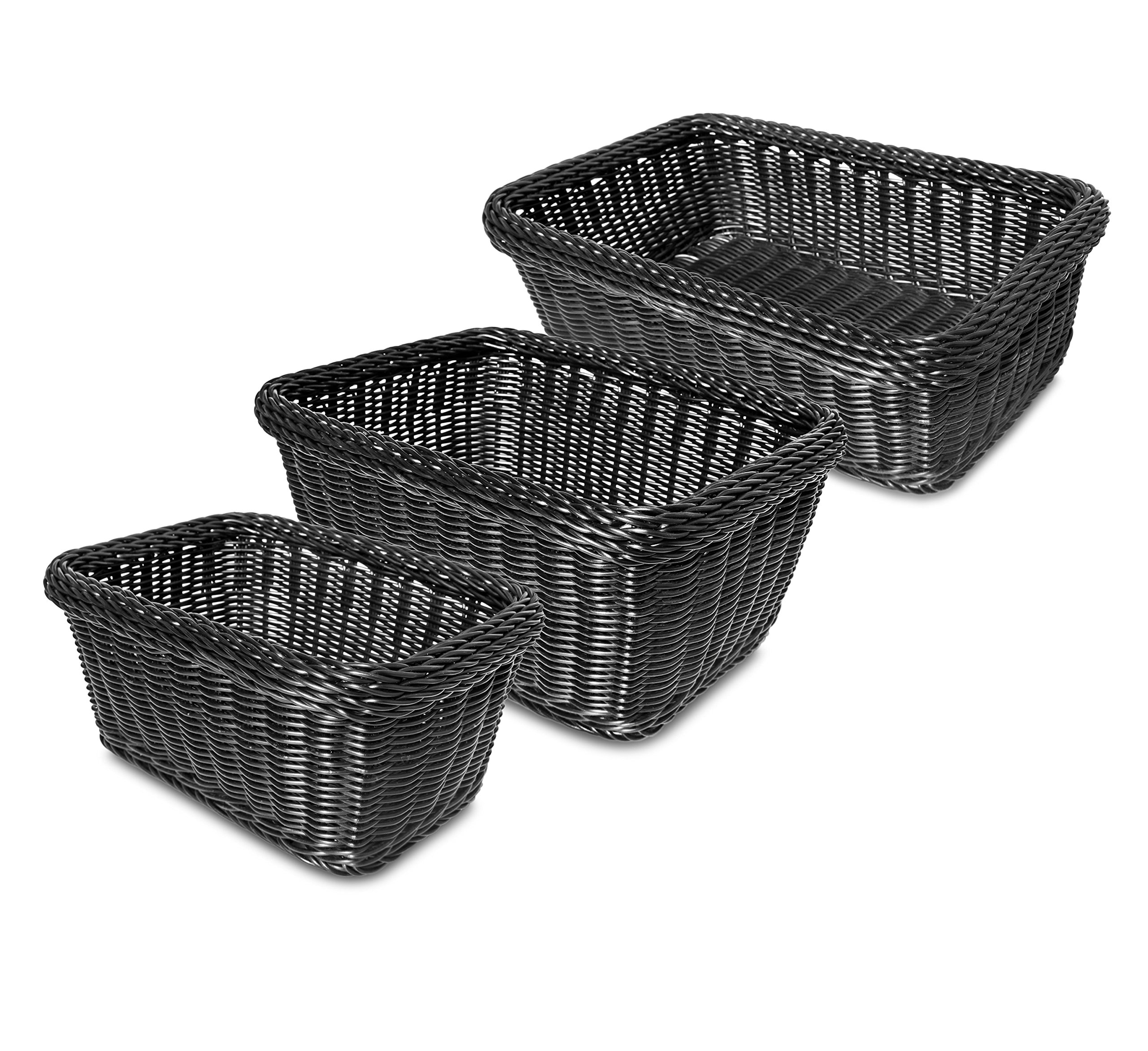 Colorbasket Rectangular Utility Basket, Hand Woven Poly Cord, Set of 3