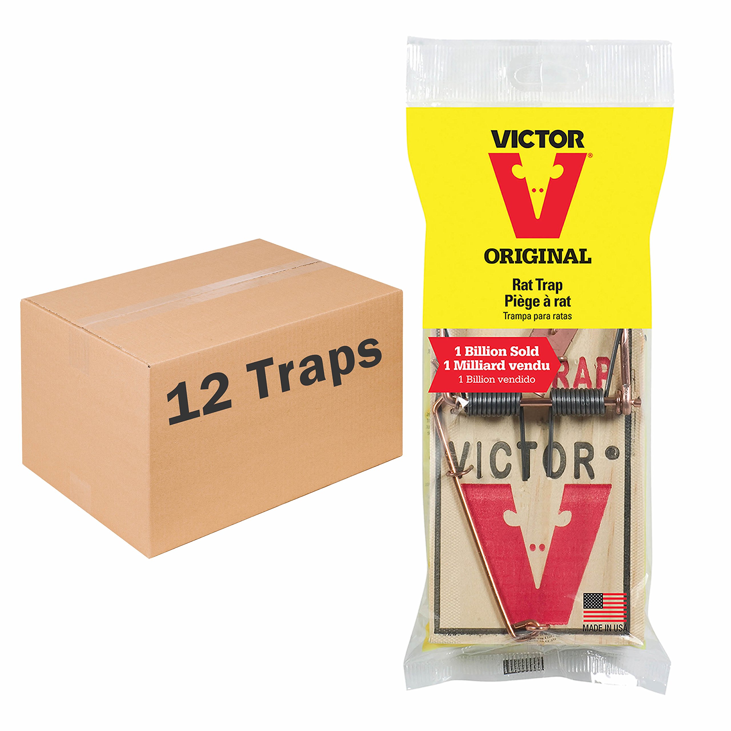 Victor M201 Metal Pedal Sustainably Sourced FSC Wood Snap Rat Trap - 12 Wooden Rat Traps