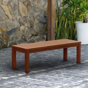 Amazonia Aster Backless Patio Bench | Eucalyptus Wood | Ideal for Outdoors and Indoors, 53", Dark Teak Finish