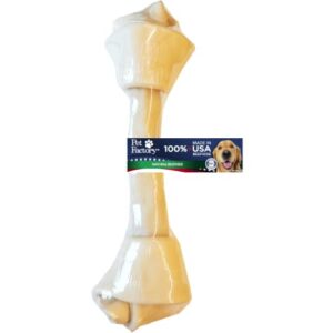 Pet Factory 100% Made in USA Beefhide 13-15" Knotted Bone Dog Chew Treat - Natural Flavor, 1 Count/1 Pack