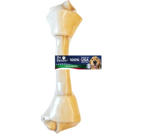 Pet Factory 100% Made in USA Beefhide 13-15" Knotted Bone Dog Chew Treat - Natural Flavor, 1 Count/1 Pack