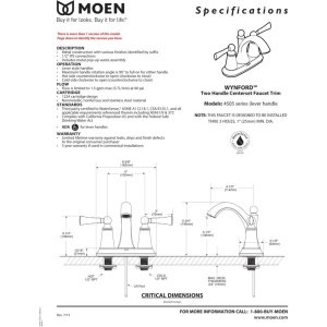 Moen 4505ORB Wynford Two-Handle Centerset High Arc Bathroom Faucet, Oil Rubbed Bronze