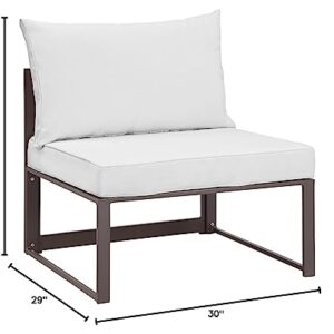 Modway Fortuna Aluminum Outdoor Patio Armless Chair in Brown White