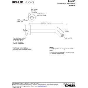 KOHLER K-99690-SN Loure Shower Arm and Flange, Vibrant Polished Nickel