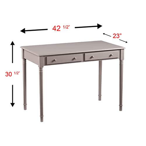 SEI Furniture Janice 2-Drawer Slim Profile Writing Desk, Gray