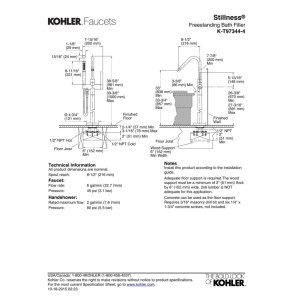 KOHLER K-T97344-4-CP Stillness Floor-Mount Bath Filler with Handshower, Polished Chrome