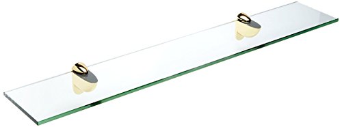 Spancraft Glass Heron Glass Shelf, Brass, 10 x 21