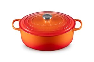 le creuset enameled cast iron signature oval dutch oven, 6.75 qt., flame