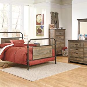 Signature Design by Ashley Trinell Rustic 1 Drawer Nightstand with USB Charing Stations, 26.22" Tall, Warm Brown