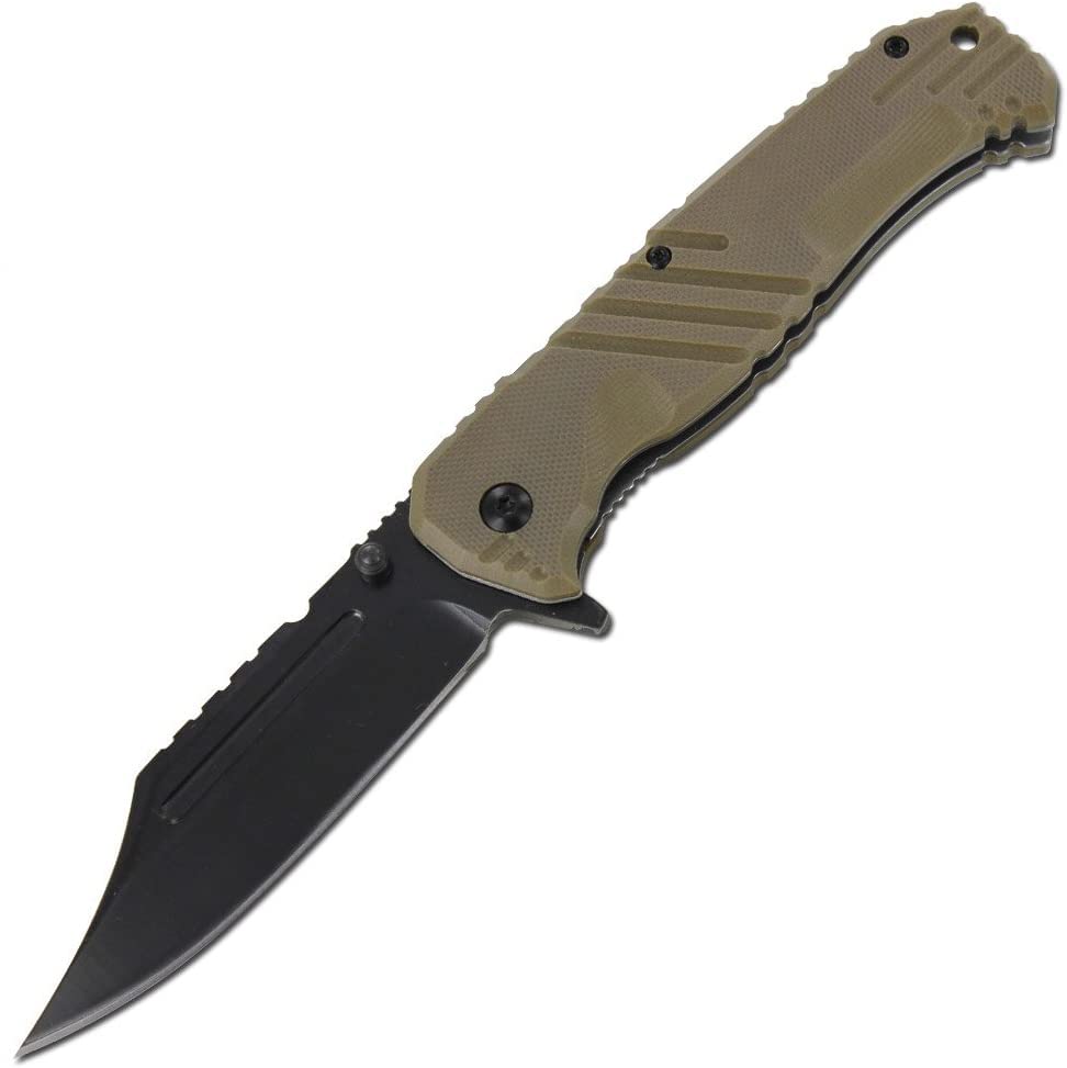 Armory Replicas Ambidextrous Pocket Knife - Durable Stainless Steel Blade, G-10 Handle, California Clip Point