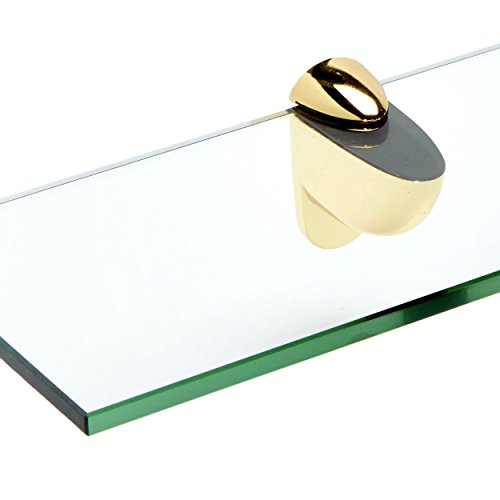 Spancraft Glass Heron Glass Shelf, Brass, 10 x 21