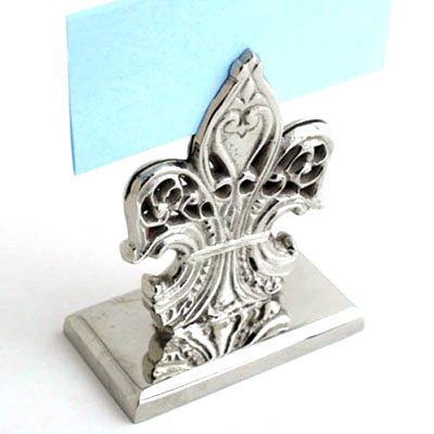 Nickel 2 1/2" H Fleur de Lis Place Card Holder. - Set of 4