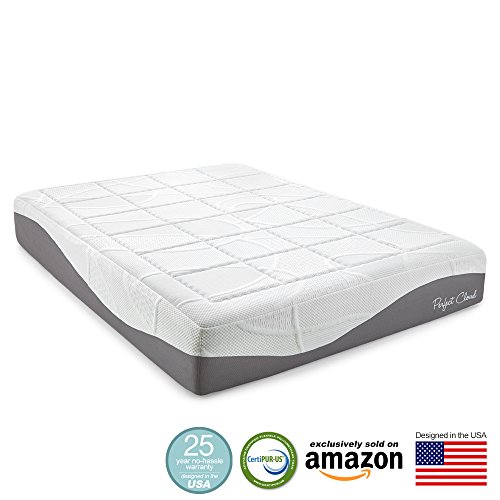 Perfect Cloud Made in The USA Elegance Plush Gel-Infused 12-inch Memory Foam Mattress - Pressure Relieving - Bed-in-a-Box (King)