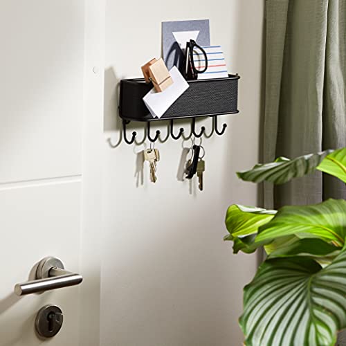 iDesign Twillo Steel Wall Mount Mail and Key Rack - 10.5" x 2.5" x 4.5", Matte Black