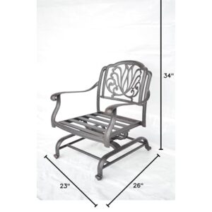 Elizabeth Outdoor Patio 4 Club Rocker Chairs Spring Base Cast Aluminum Dark Bronze (Walnut)