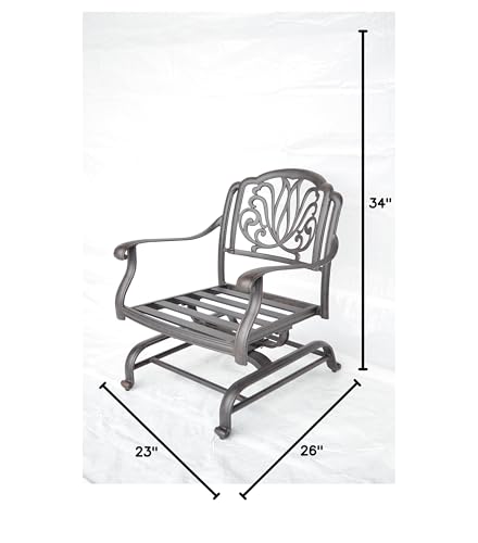 Elizabeth Outdoor Patio 4 Club Rocker Chairs Spring Base Cast Aluminum Dark Bronze (Walnut)