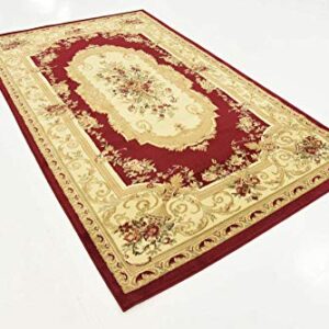 Unique Loom Versailles Collection Traditional Classic Floral Motif Area Rug (5' 0 x 8' 0 Rectangular, Burgundy/ Ivory)