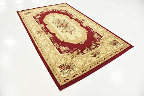 Unique Loom Versailles Collection Traditional Classic Floral Motif Area Rug (5' 0 x 8' 0 Rectangular, Burgundy/ Ivory)