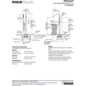 KOHLER K-T97344-4-CP Stillness Floor-Mount Bath Filler with Handshower, Polished Chrome