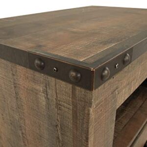 Signature Design by Ashley Trinell Rustic 1 Drawer Nightstand with USB Charing Stations, 26.22" Tall, Warm Brown