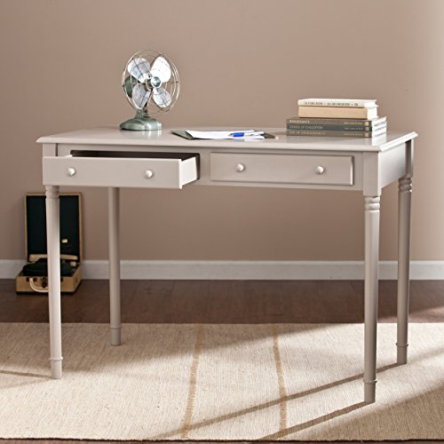 SEI Furniture Janice 2-Drawer Slim Profile Writing Desk, Gray