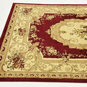 Unique Loom Versailles Collection Traditional Classic Floral Motif Area Rug (5' 0 x 8' 0 Rectangular, Burgundy/ Ivory)