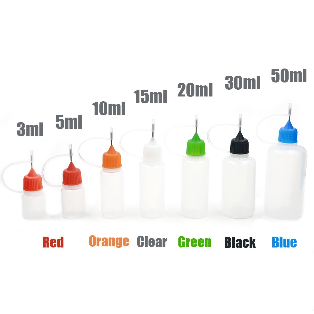 20ml Plastic 6 Colors Dropper Bottles Tip Steel Needle Drip Empty Liquid Filling Squeezable Childproof (20ml Black Pack of 20pcs)