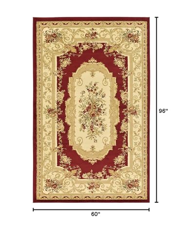 Unique Loom Versailles Collection Traditional Classic Floral Motif Area Rug (5' 0 x 8' 0 Rectangular, Burgundy/ Ivory)