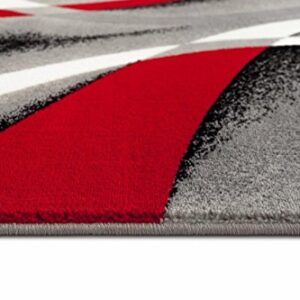 LUXE WEAVERS 2305 Gray Black Red White Swirls 6 feet 5 inch Diameter Modern Abstract Area Rug