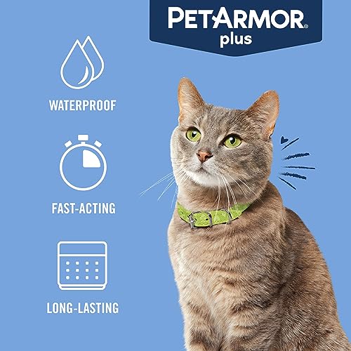 PetArmor Plus Flea and Tick Prevention for Cats, Cat Flea and Tick Treatment, 3 Doses, Waterproof Topical, Fast Acting, Cats Over 1.5 lbs