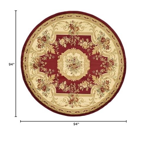 Unique Loom Versailles Collection Traditional Classic Floral Motif Area Rug (8' 0 x 8' 0 Round, Burgundy/ Ivory)