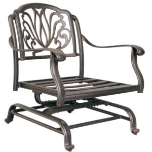 Elizabeth Outdoor Patio 4 Club Rocker Chairs Spring Base Cast Aluminum Dark Bronze (Walnut)