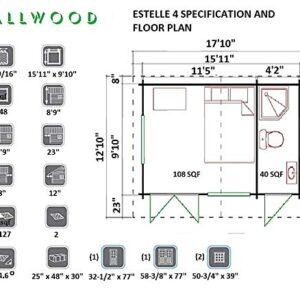 Allwood Estelle 4 | 148 SQF Cabin Kit, Garden House