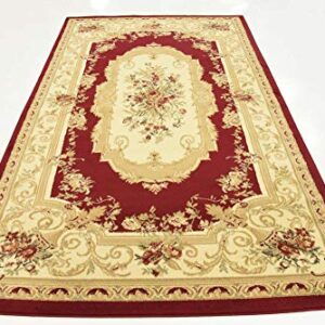 Unique Loom Versailles Collection Traditional Classic Floral Motif Area Rug (5' 0 x 8' 0 Rectangular, Burgundy/ Ivory)