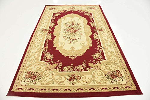 Unique Loom Versailles Collection Traditional Classic Floral Motif Area Rug (5' 0 x 8' 0 Rectangular, Burgundy/ Ivory)