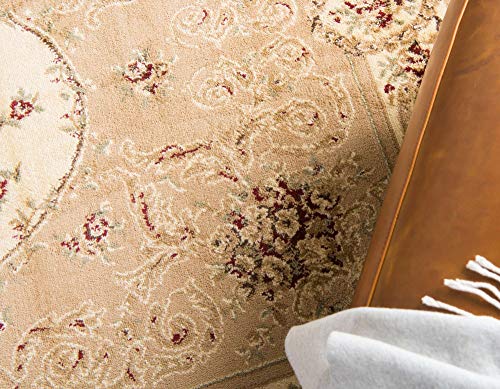 Unique Loom Versailles Collection Traditional Classic Medallion Motif Area Rug (2' 7 x 10' 0 Runner, Tan/ Ivory)