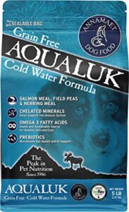 annamaet grain-free aqualuk cold water fish formula dry dog food, (salmon & herring), 5-lb bag