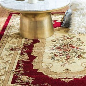 Unique Loom Versailles Collection Traditional Classic Floral Motif Area Rug (5' 0 x 8' 0 Rectangular, Burgundy/ Ivory)