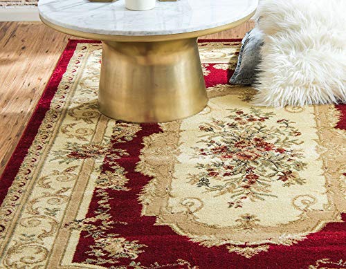 Unique Loom Versailles Collection Traditional Classic Floral Motif Area Rug (5' 0 x 8' 0 Rectangular, Burgundy/ Ivory)